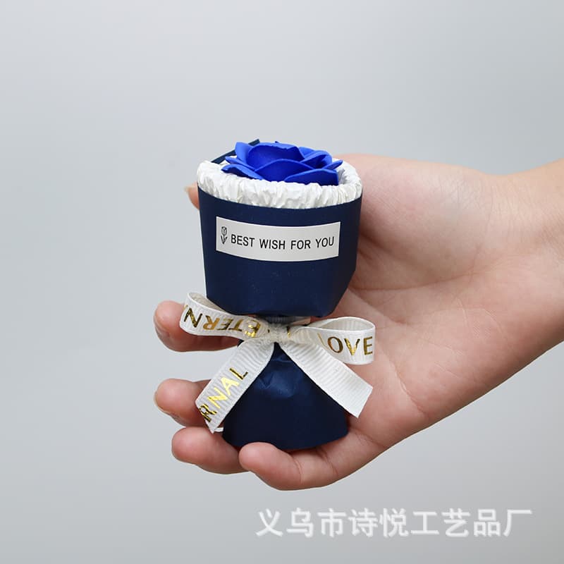 Royal blue palm romantic pocket bouquet