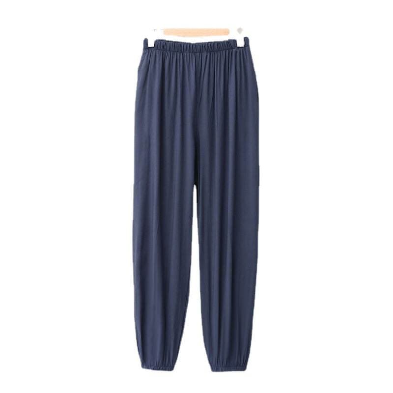 Cotton Silk Middle-aged and Old Men's Trousers Neck-up Large Size Training Pants Sports Artificial Cotton Summer Pocket Loose Home Pants 5