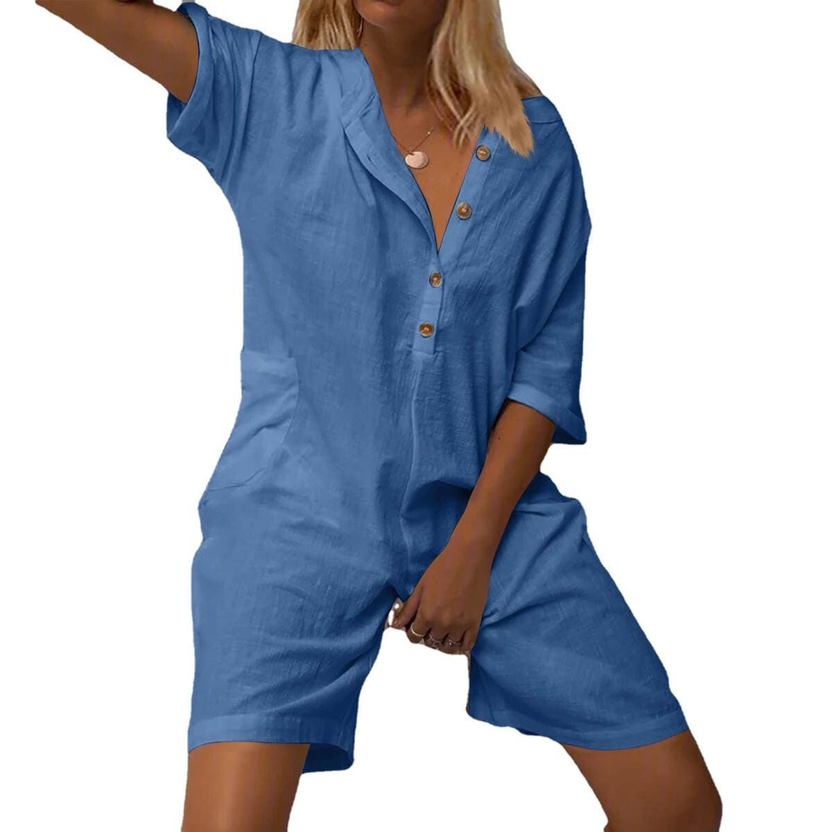 2023 cross-border Amazon Summer popular European and American women's slim jumpsuit shorts casual pants for women 5