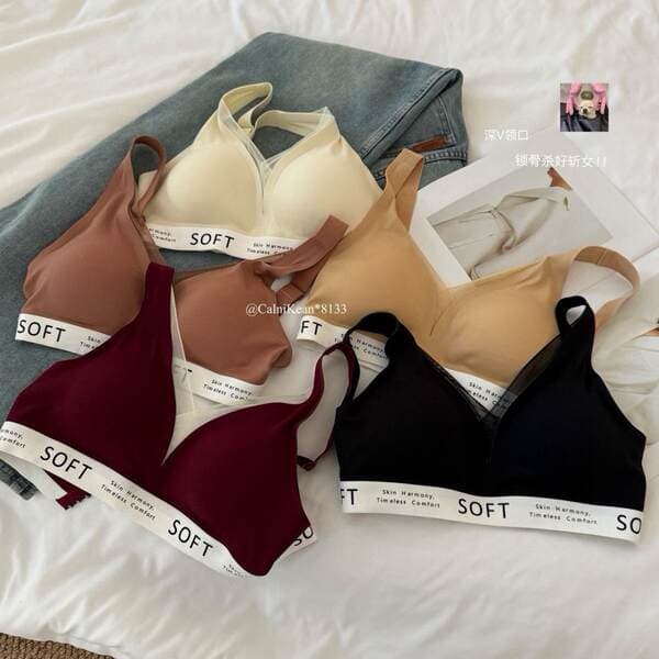 Ck&Oi-8133 qadınlar üçün idman yumşaq büstqalter dəsti, Koreya üslubunda, kontrast rəngli qayışlarla, qaldırıcı və yığıcı.