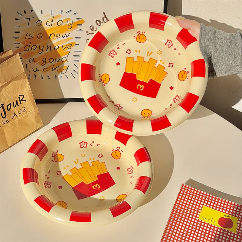 【french fries tableware】- 8inch deep plate (pack of two)