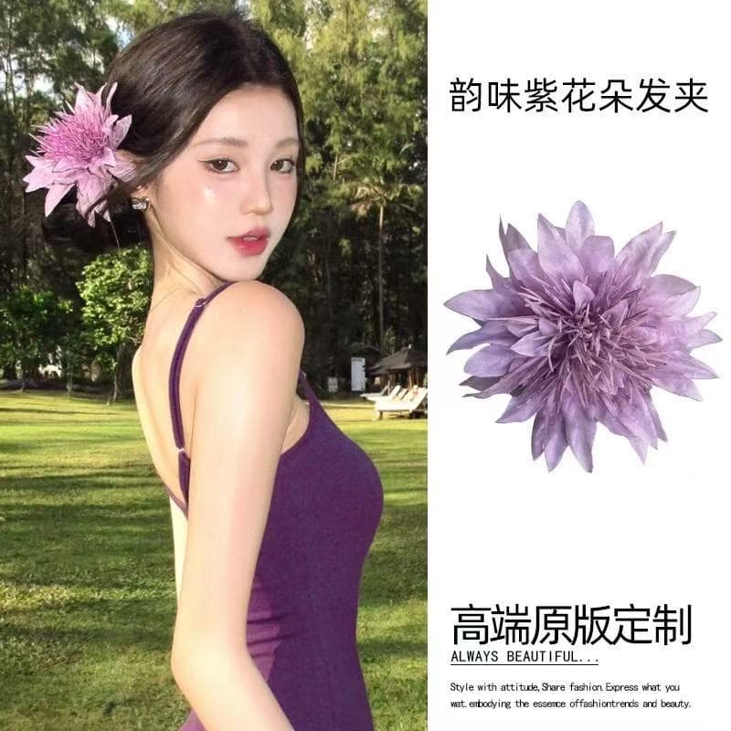 5645 anemone flower hair clip-purple