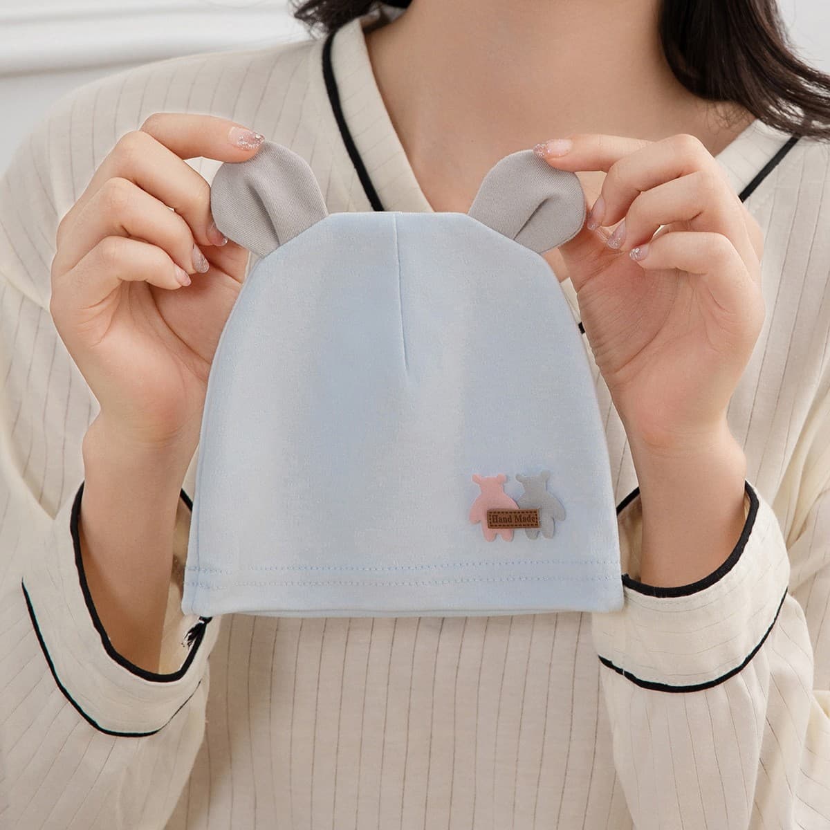 Thin Couple Baby Bear Cap light blue