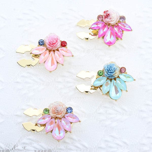 Button Covers Cross-Border Hot Selling Rhinestone Flower Cufflinks Women's Shirt Dress Decorative Button Brooch Buckle