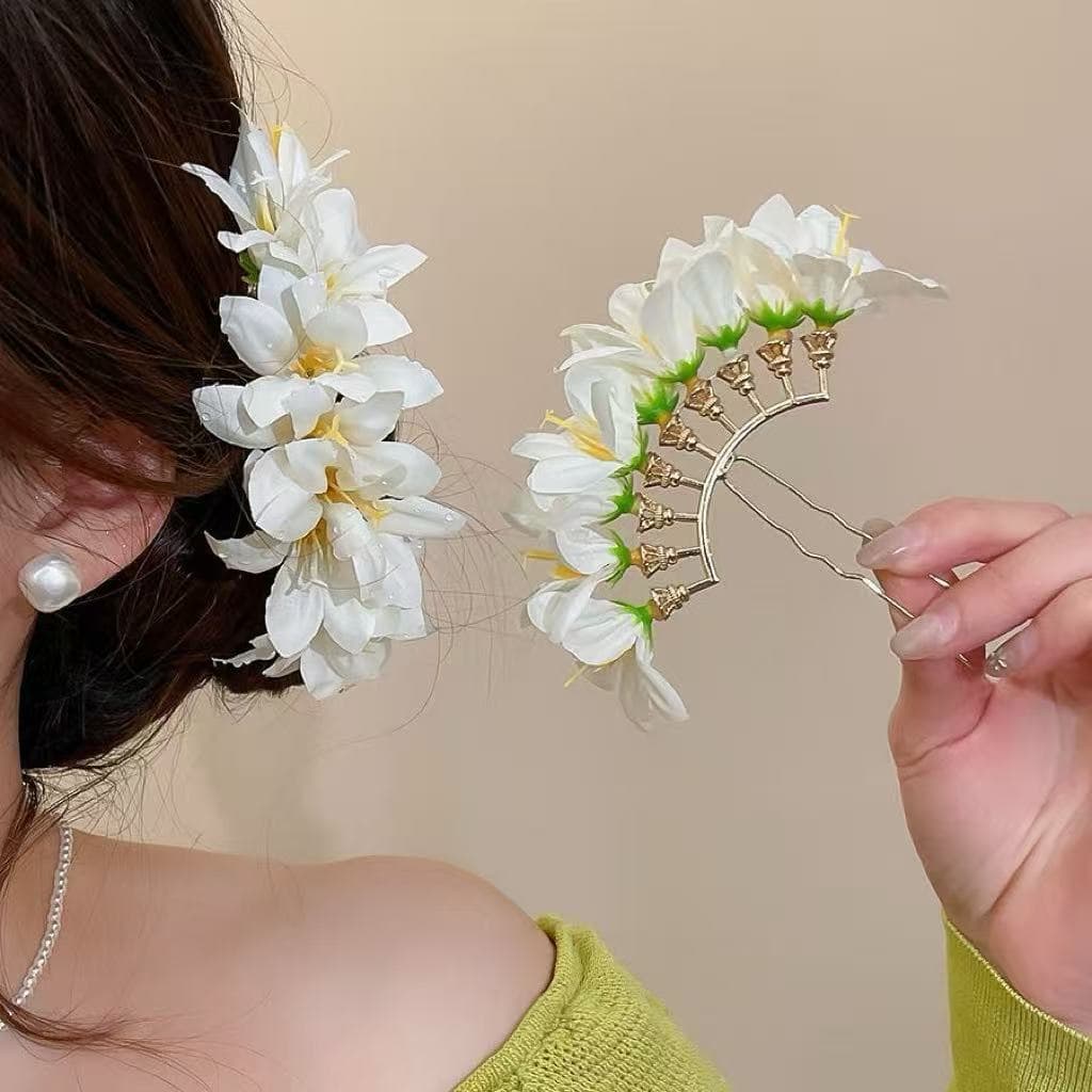 7287 spring flower hairpin-nine head hairpin beige dew