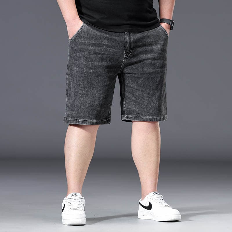 Men's Fattened Denim Shorts, Loose Trousers, Summer Elastic Fat Trousers, Large Size Mid-Length Trousers, High-Waisted Breeches 2