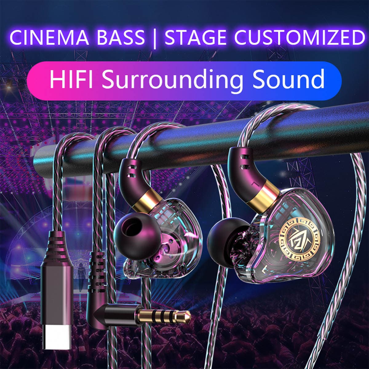 Cross-Border Wired Headphones In-Ear Sports Games Suitable for Apple Samsung Huawei Mobile Phones 3.5 Headphones Type C 4