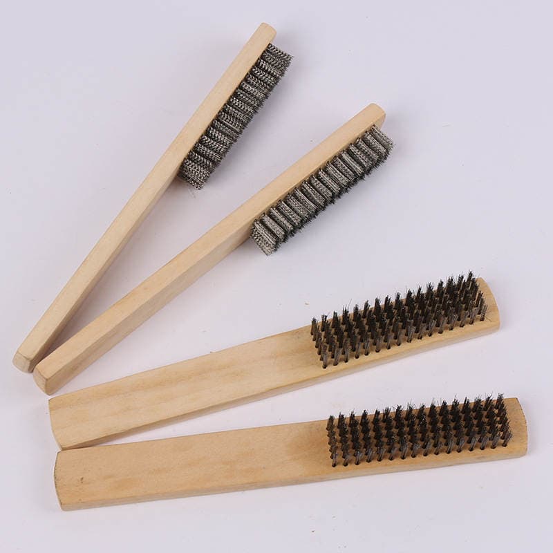 An Zhicheng Wooden Handle Stainless Steel Silk Brush Wen Play Brush Paint Removal and Rust Removal Brush Wen Play Root Carving Diamond Bodhi Cleaning Brush 4