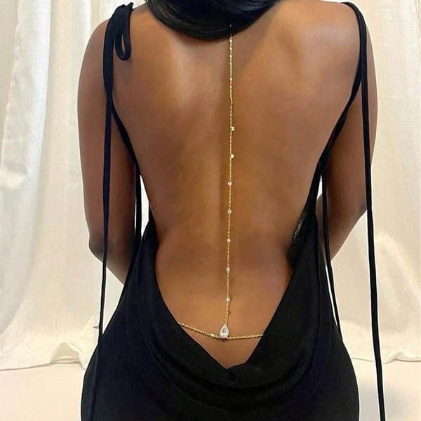 European and American Cross-Border Jewelry Fashionable Bride Wedding Rhinestone Back Chain Personalized Tassel Water Drop Waist Chain Body Chain