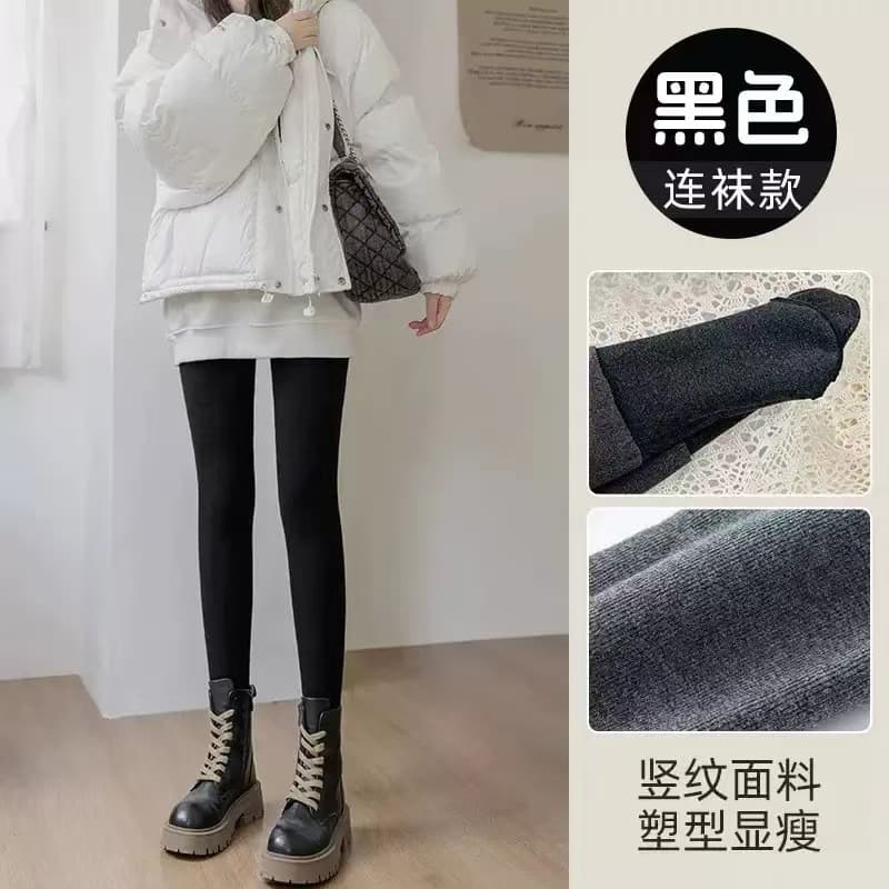 Cashmere bottom pants vertical stripes black footed fleece-lined order socks 3687801