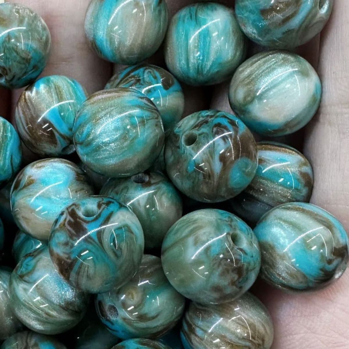 11 gilt oil painting beads resin round beads