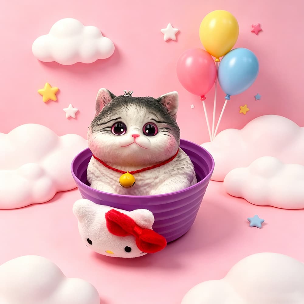 Large cat pinch gray {height 15cm}