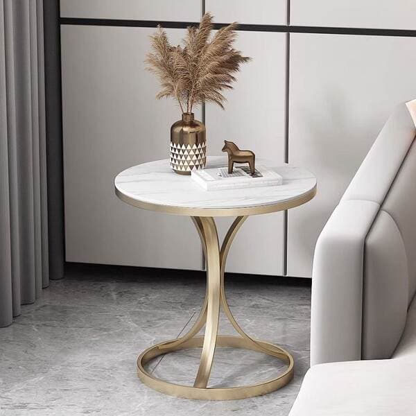 Light Luxury Sofa Side Table, Small Coffee Table, Slate Small Table, Living Room Bedside Table, Internet Celebrity Simple Balcony Tea Drinking Small Round Table