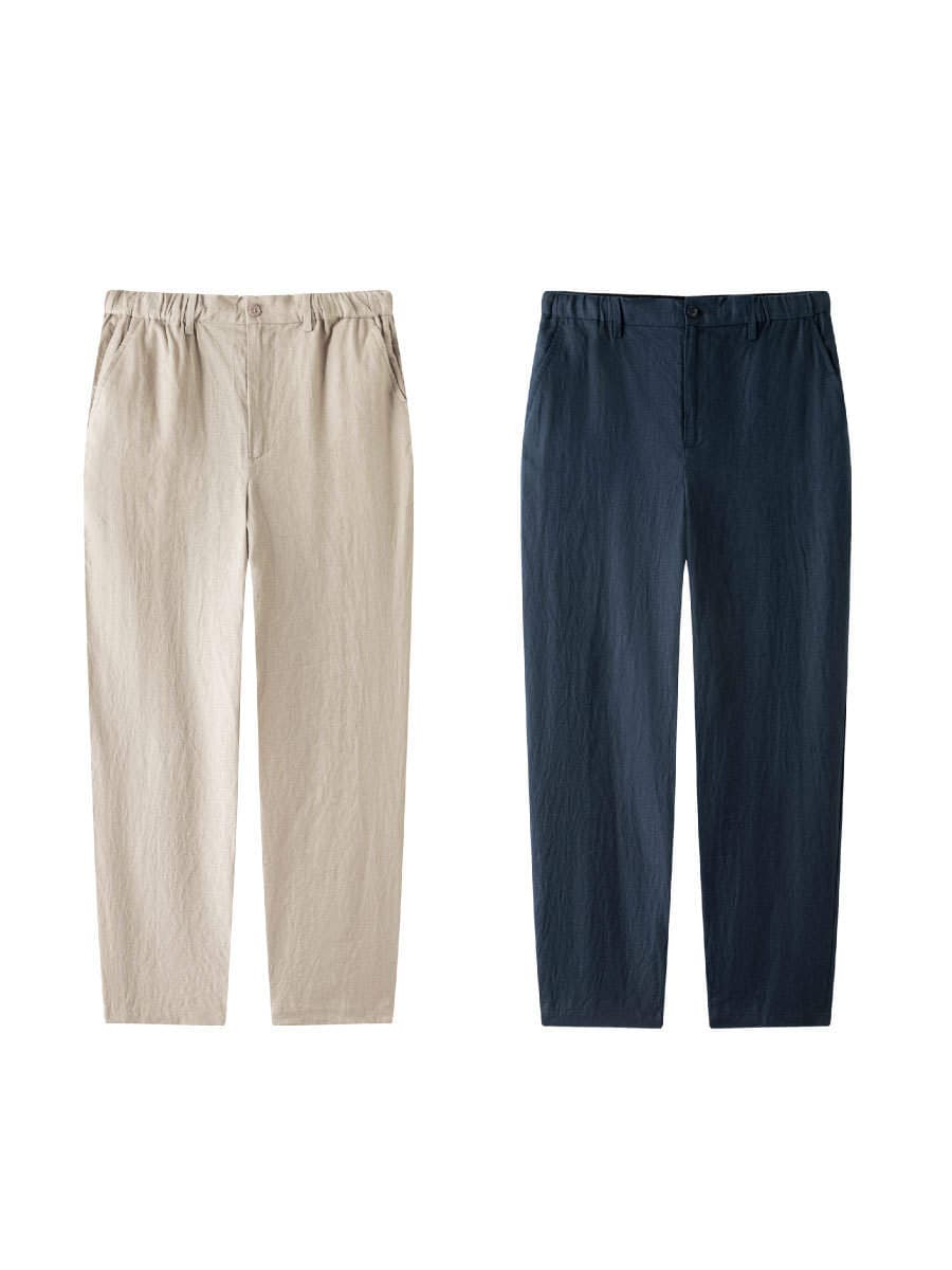 Muji Men's Hemp Washed Tapered Pants Men's Summer Casual Pants Men's Long Pants Men's Quality 25 Spring and Summer 1