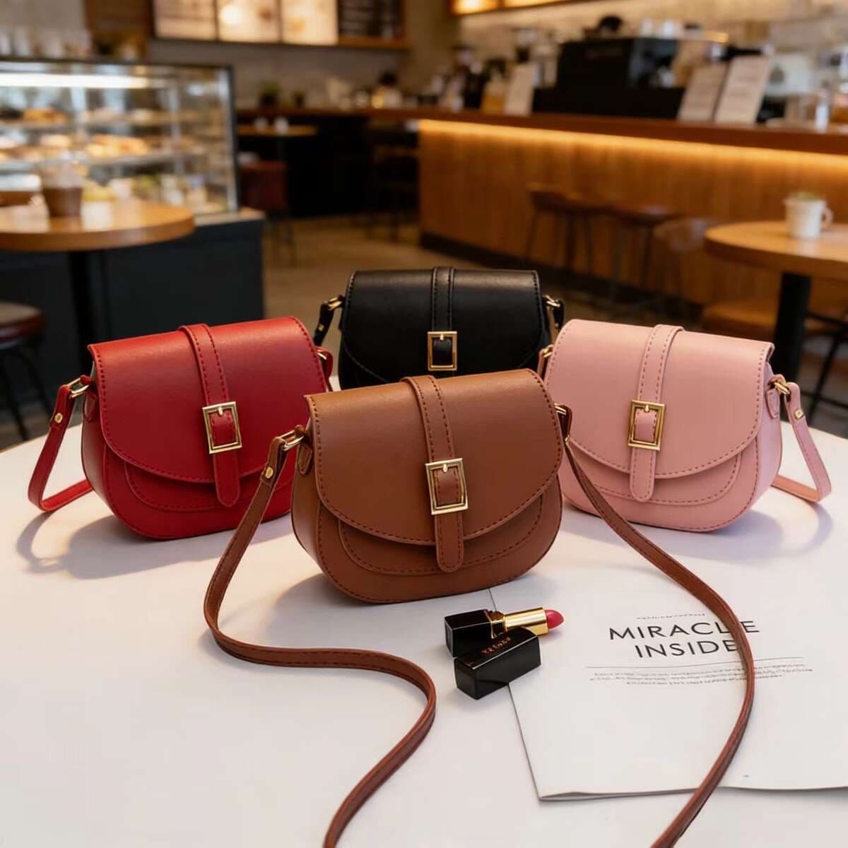 Simple Metal Buckle Flap Adjustable Shoulder Strap Crossbody Bag, Versatile and Stylish 2026 Commuter Women's Bag, Fashionable Saddle Bag 2
