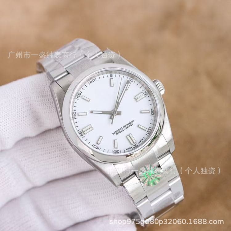 Stainless steel with white dial