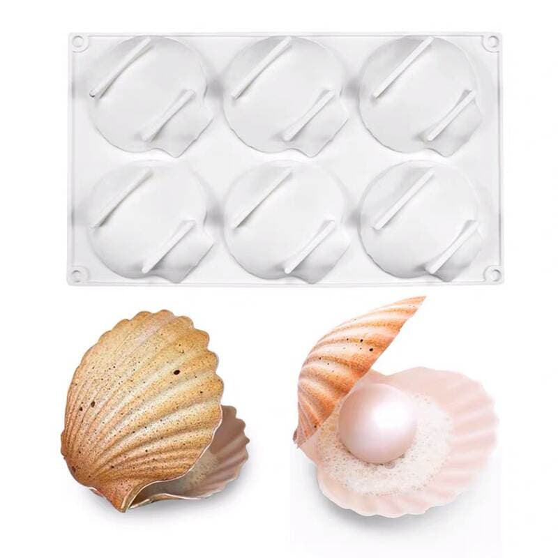 6-Piece Shell-Shaped Jelly Pudding Silicone Mousse Fondant Pearl Ball Cake Mold DIY Baking Chocolate Mold 2