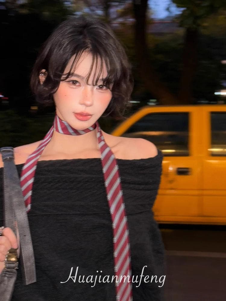 Rose-Style Striped Tie, American Retro Jeans Waist Accessory, Layered Belt, Casual Hand-Tied Neck Scarf 3