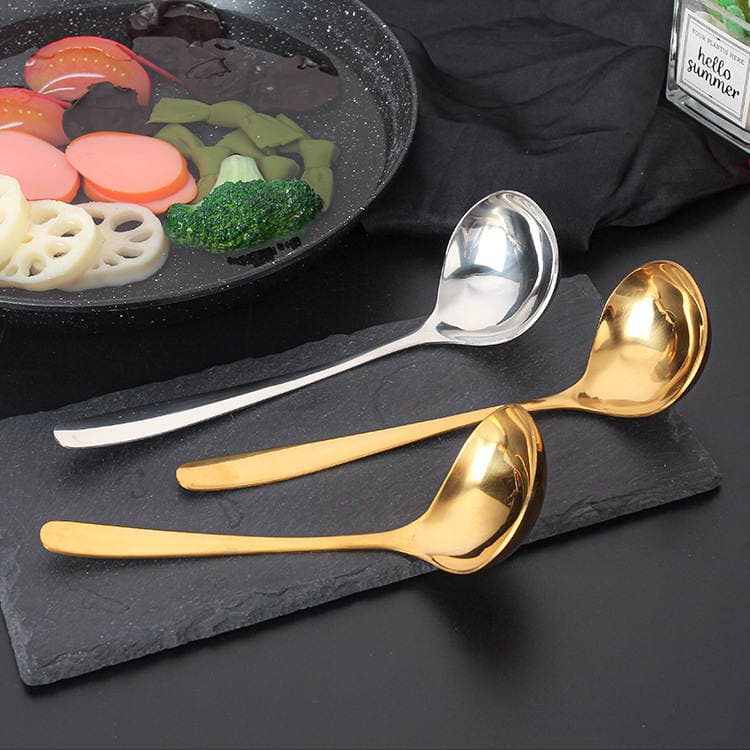 304 paslanmayan poladdan uzun saplı şorba qaşığı, böyük dəyirmi başlı 2