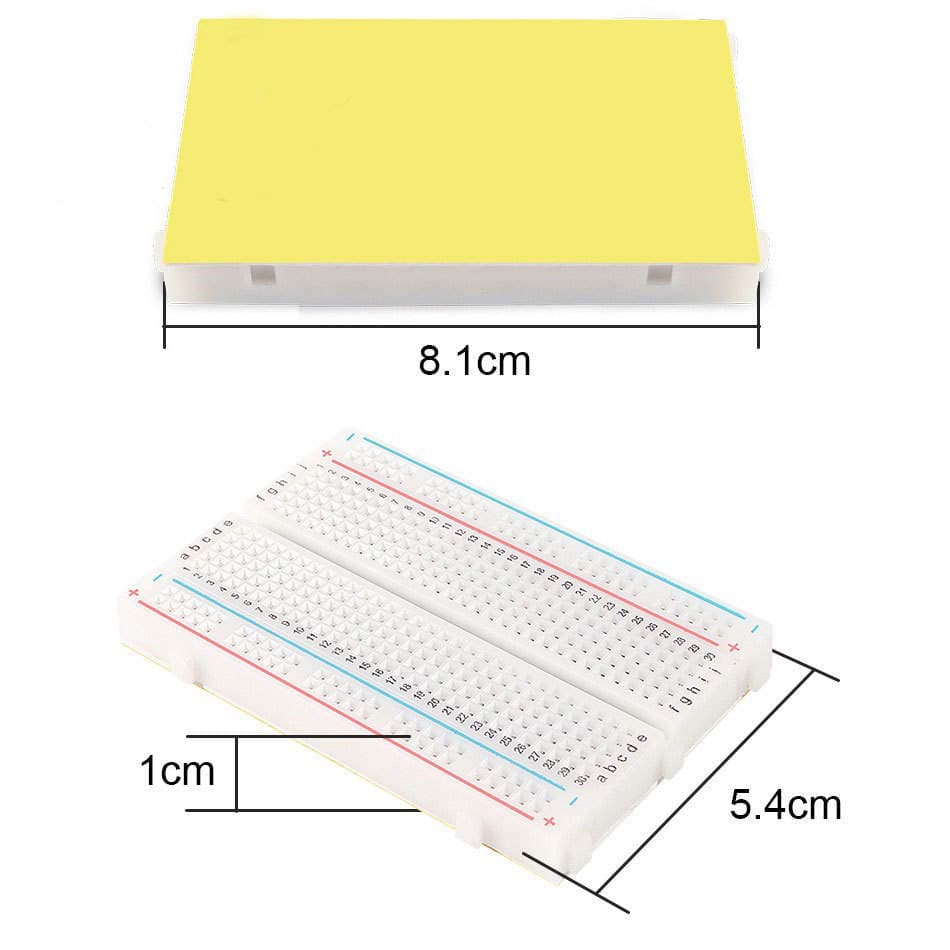 Lehimlənməyən sınaq lövhəsi (breadboard), 400 deşik, jumper naqilləri ilə 5