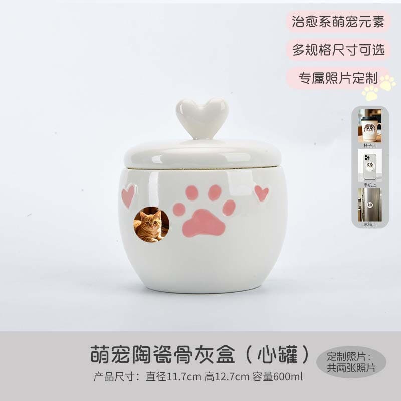 Pet cremation urn - heart (including customized photos) (5 photos in total)