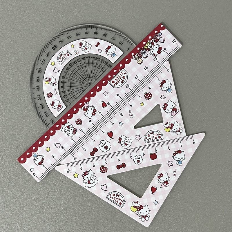 Pink strawberry hello kitty ruler set