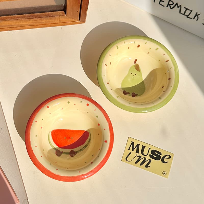 Mini dish-green pear + red watermelon