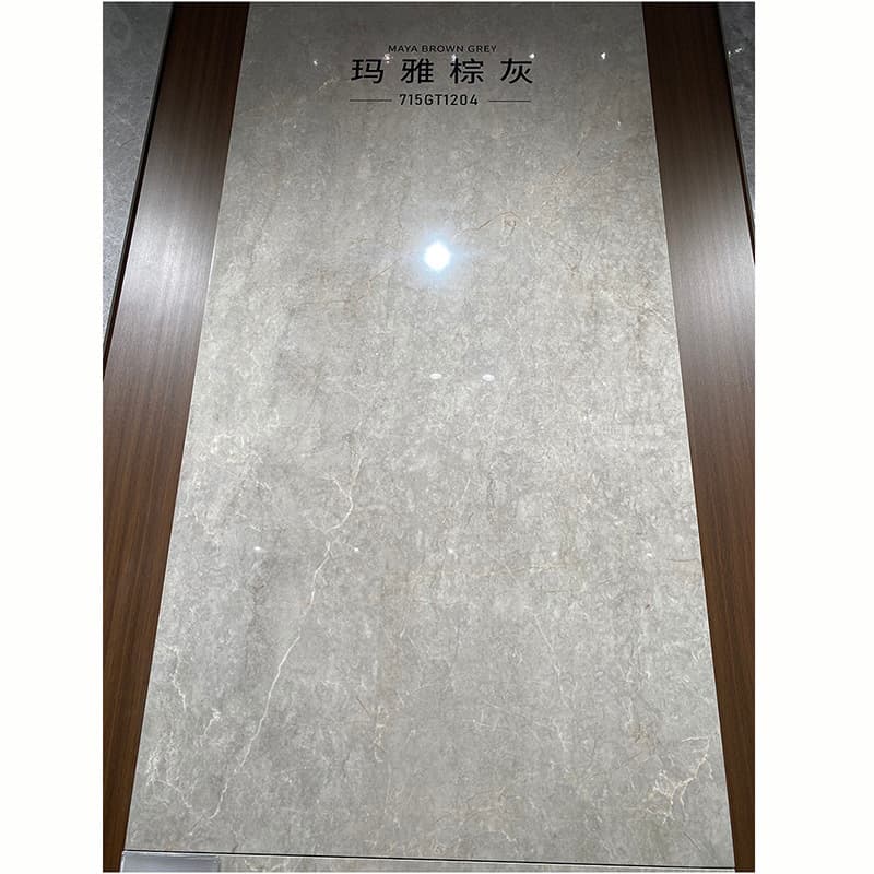 {in stock, made in foshan, guangdong} high-gloss porcelain tile 3c with g-maya brown grey