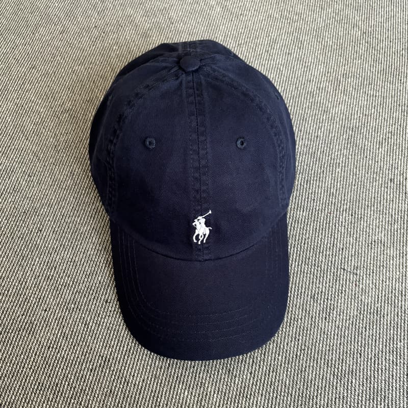 Navy blue white label