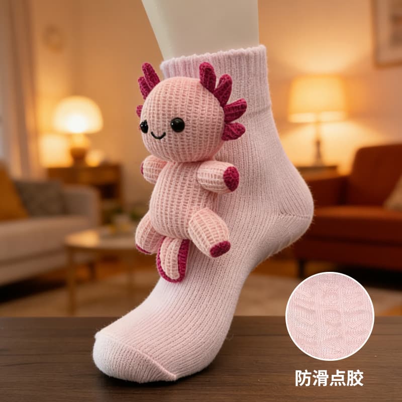 (doll floor socks) pink dragon