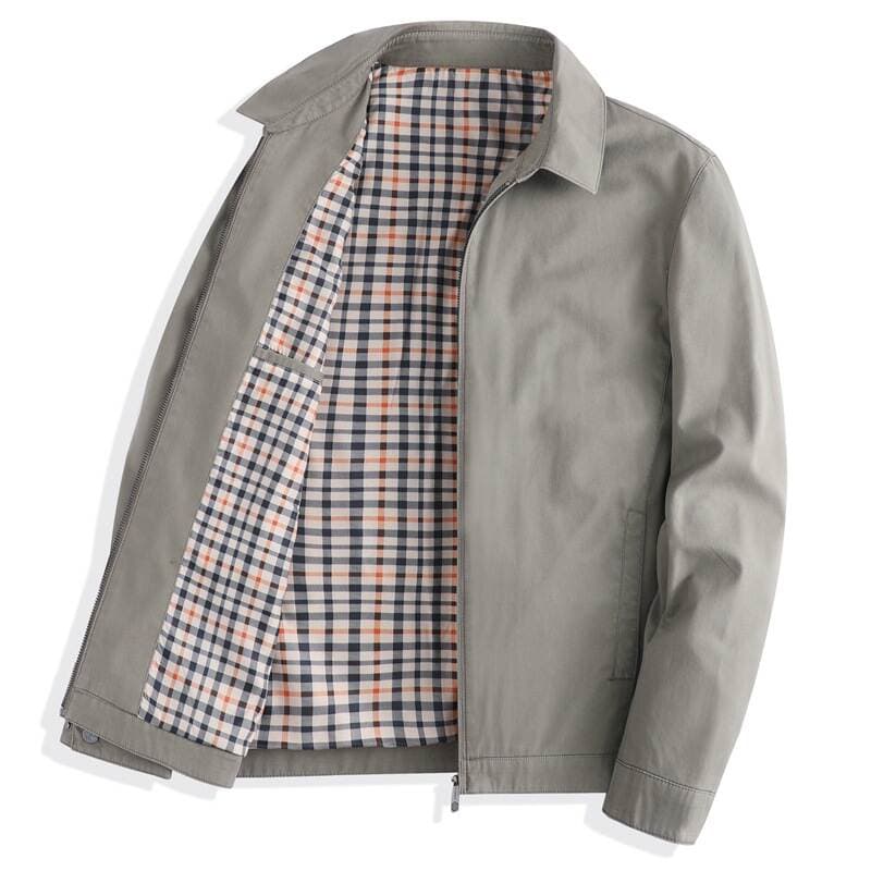 100% Pure Cotton High-End Business Spring Jacket for Middle-Aged and Elderly Men, Men's Lapel Jacket, Spring and Autumn Casual Top 5