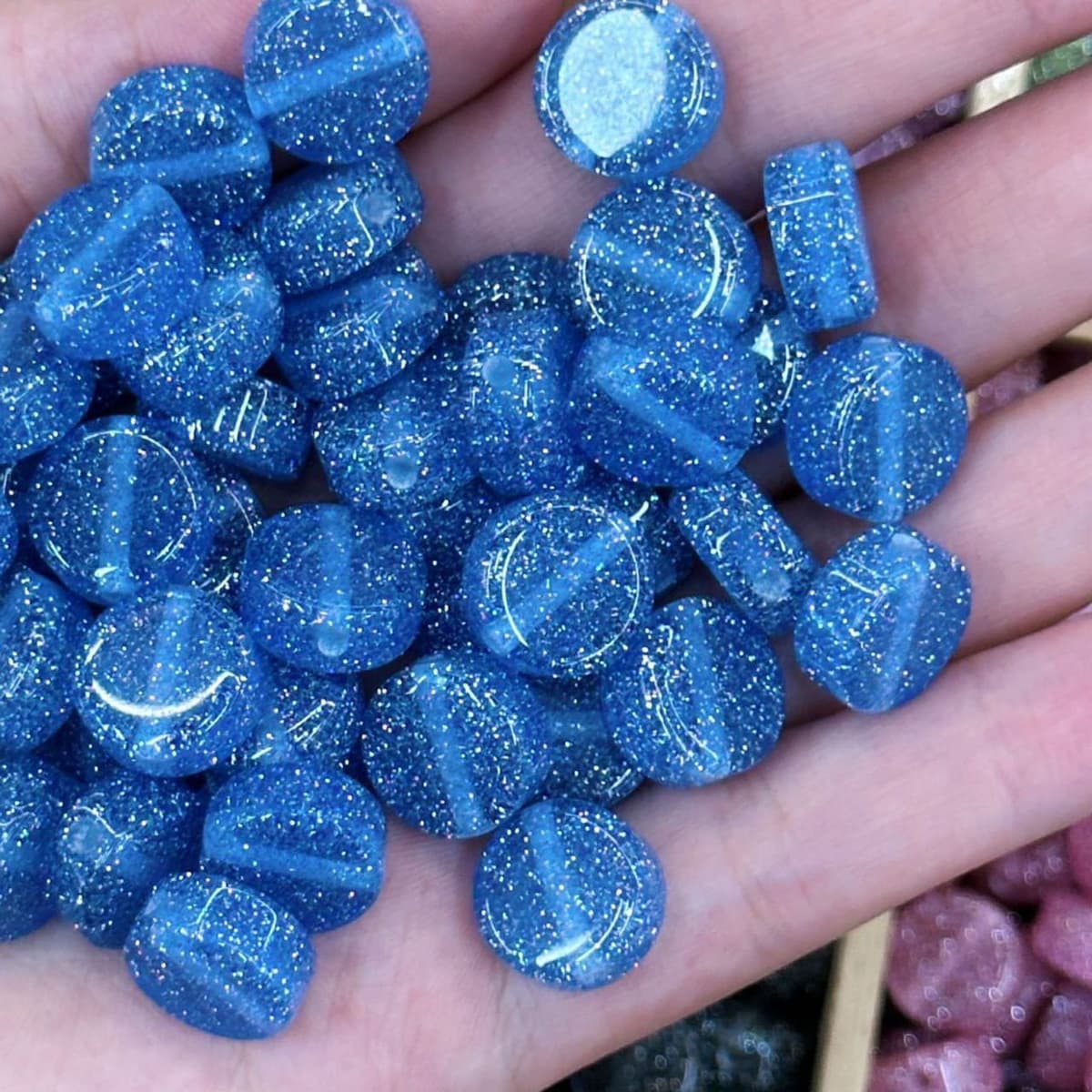 No. 2 color glossy resin streamer cat eye abacus bead button beads
