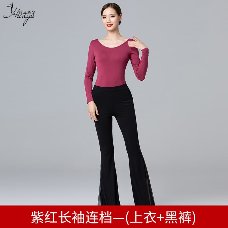 Purple long sleeve jacket + black pants