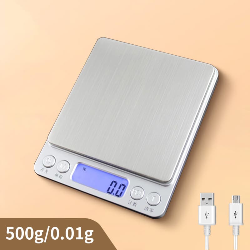 Silver rechargeable 500g/0.01g stainless steel plate