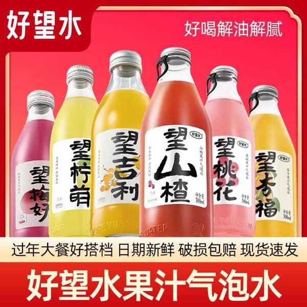 Hawthorn and Bayberry Juice Drink Mineral Water Sparkling Soda Lemon Apricot Carbonated Whole Box Engagement Gift