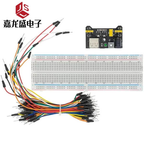 Black Breadboard Power Module + 830-Hole Large Breadboard + 65 Colorful Breadboard Wires Set