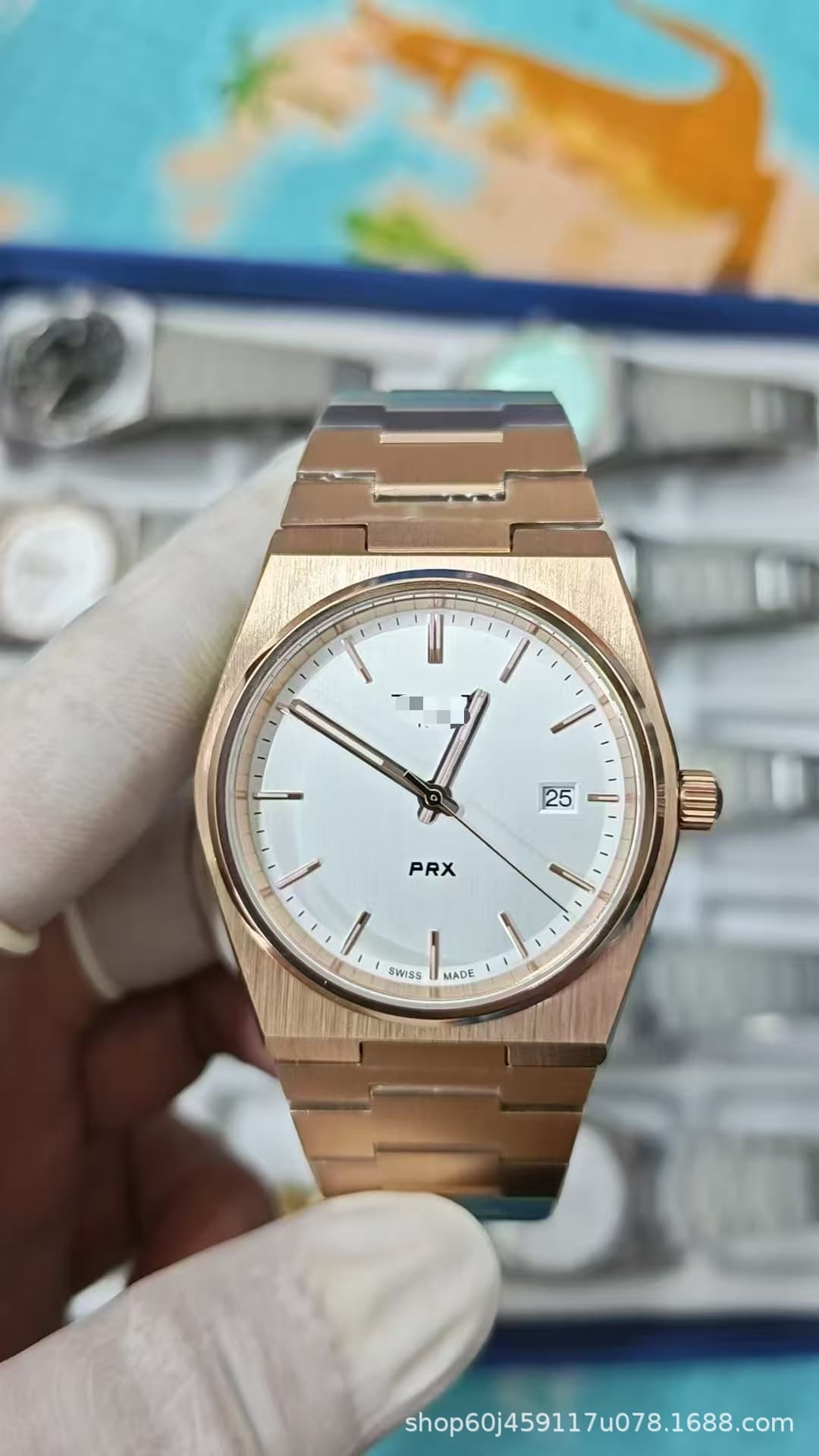 Prx steel rose gold white dial polished quartz