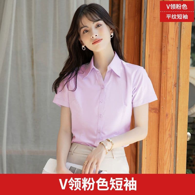 [V-neck pink] short sleeVes