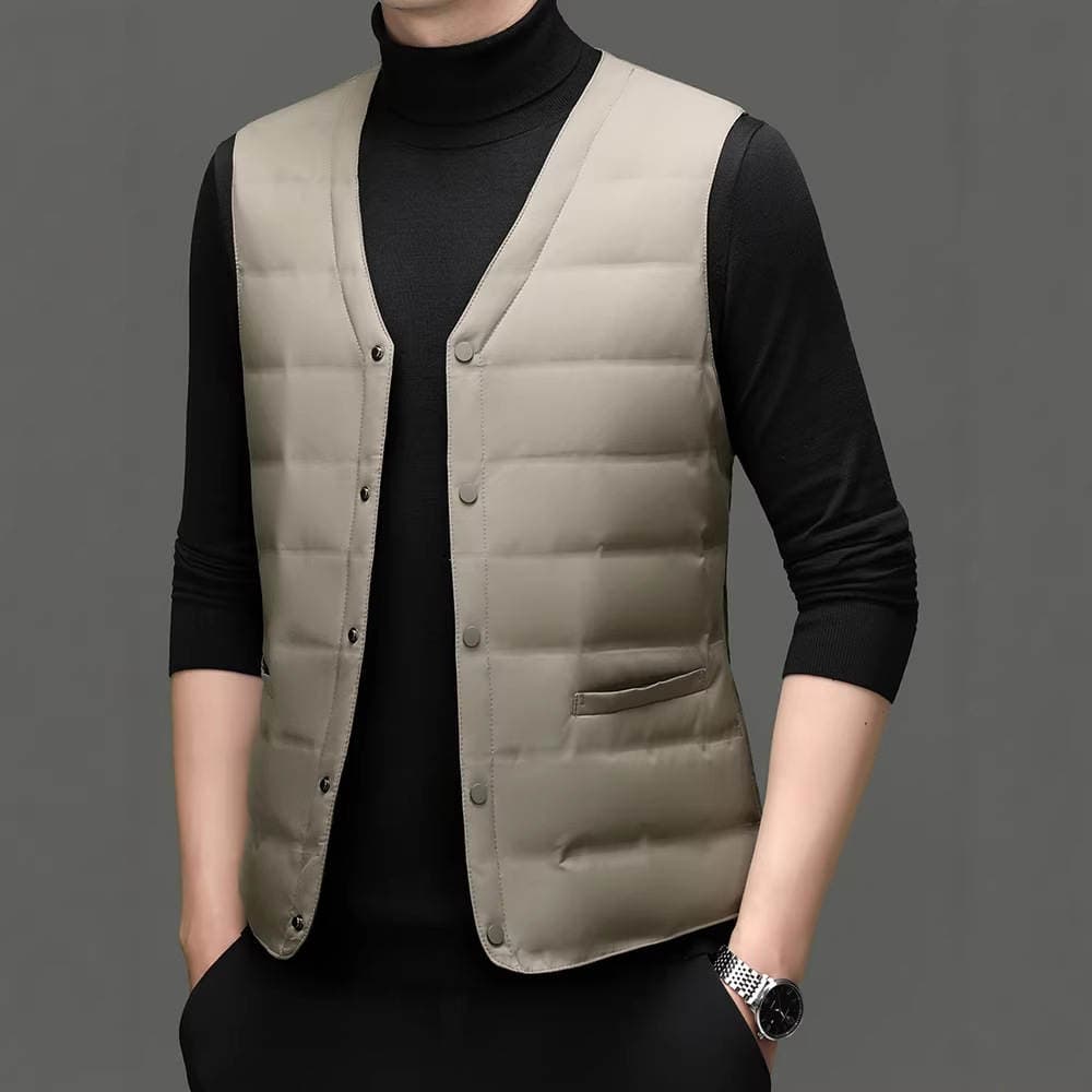 Middle-Aged and Elderly Men's Cotton Vest, Autumn and Winter Short Style, Loose Casual Large Size Vest, Warm Inner Wear Vest for Dad 3