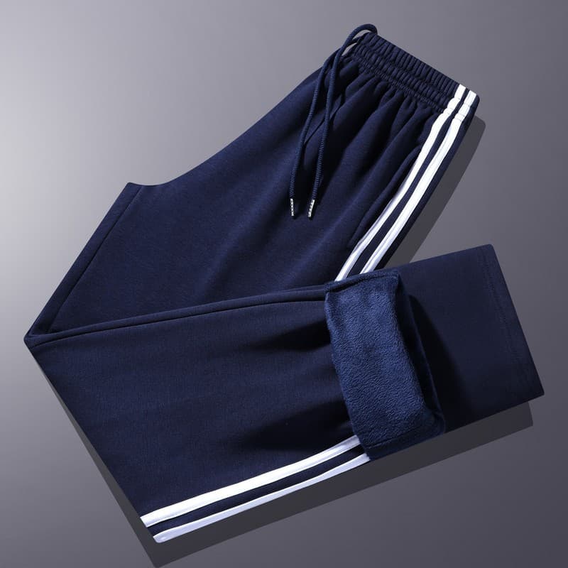 (fleece-lined south korean silk) two stripes navy blue