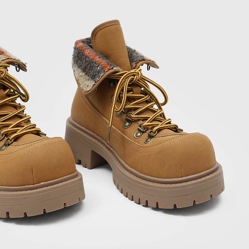 Unisex payız-qış Martin çəkmələri, Britaniya üslubunda, qalın dabanlı, boyu artıran, sarı tikişli və bağcıqlı, model 931151-J 2