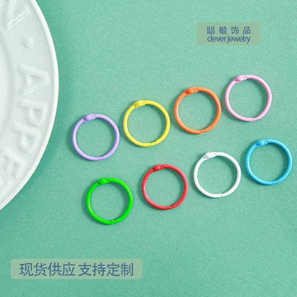 Colorful 3cm Zinc Alloy Painted Keychain Rings, Handmade DIY Jewelry Materials, Bead Pendant, Wholesale in Stock