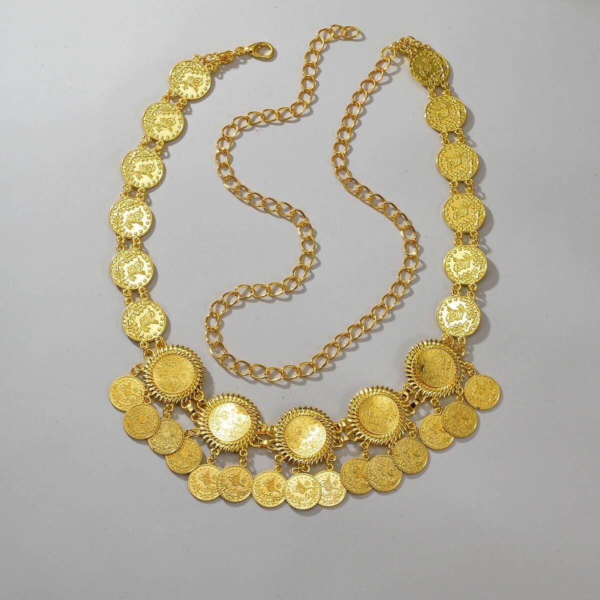 Middle East Hot Selling Jewelry New Fashion Gold Metal Heavy Industry Coins Tassel Waist Chain Women's Skirt Accessories 2