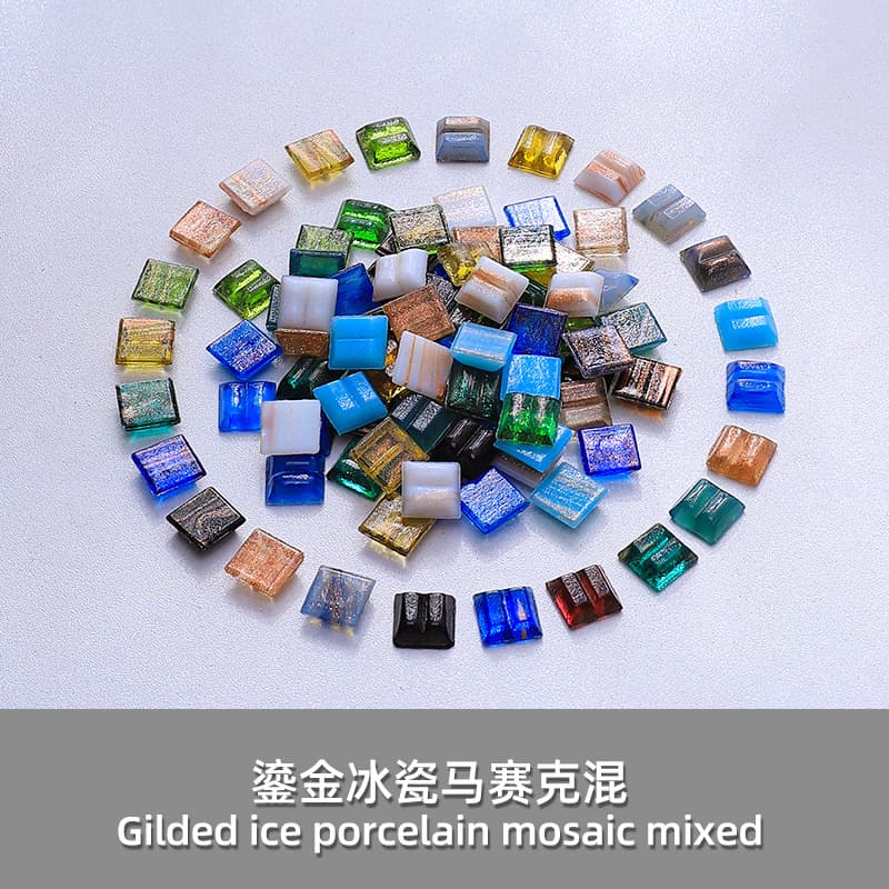 Gilt ice porcelain mosaic mix (about 1400 pieces per kg)