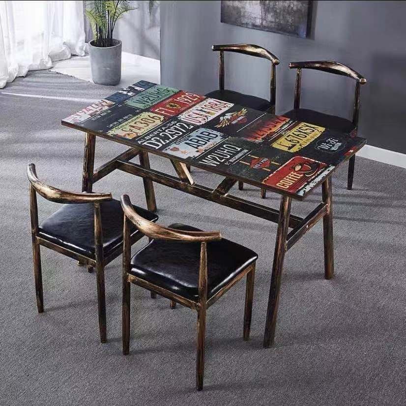 Hk120*60 table and four chairs [new license plate]