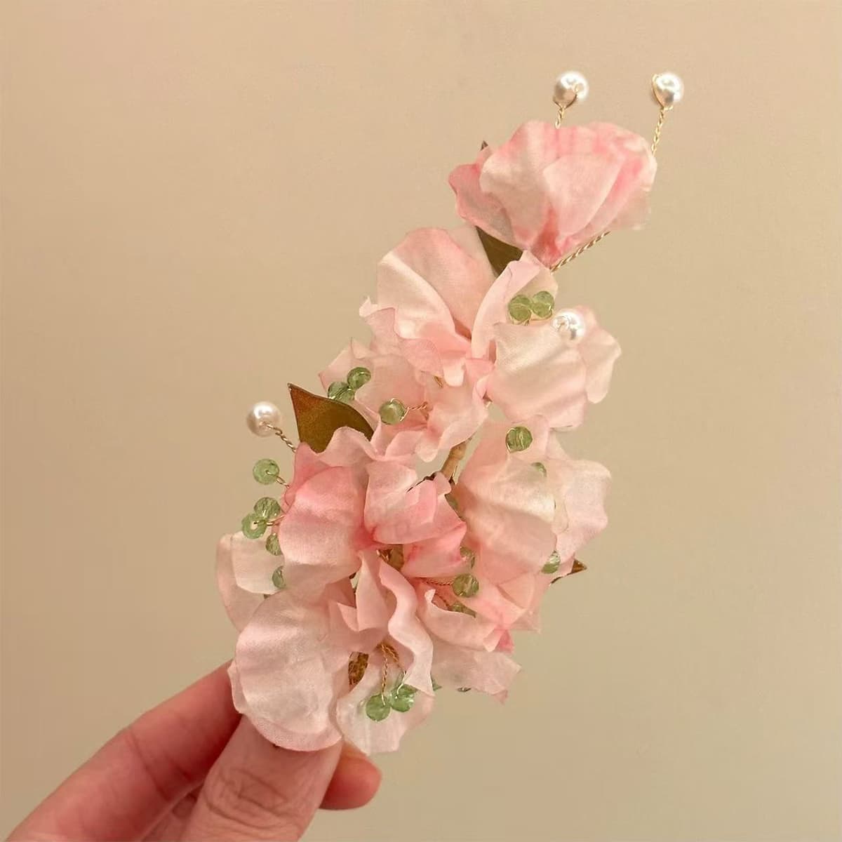 Single pink flower hairpin
