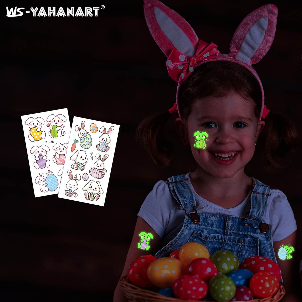 Cross-border New Children's Easter Luminous Tattoo Face Sticker Cute Rabbit Egg Waterproof Luminous Tattoo Sticker 2