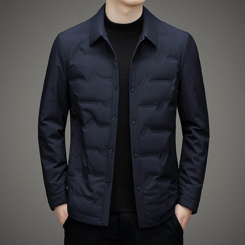 Lightweight down Jacket for Men, Autumn and Winter, Business Casual, Turn-Down Collar, White Duck Down, Warm Shirt Collar Coat 1