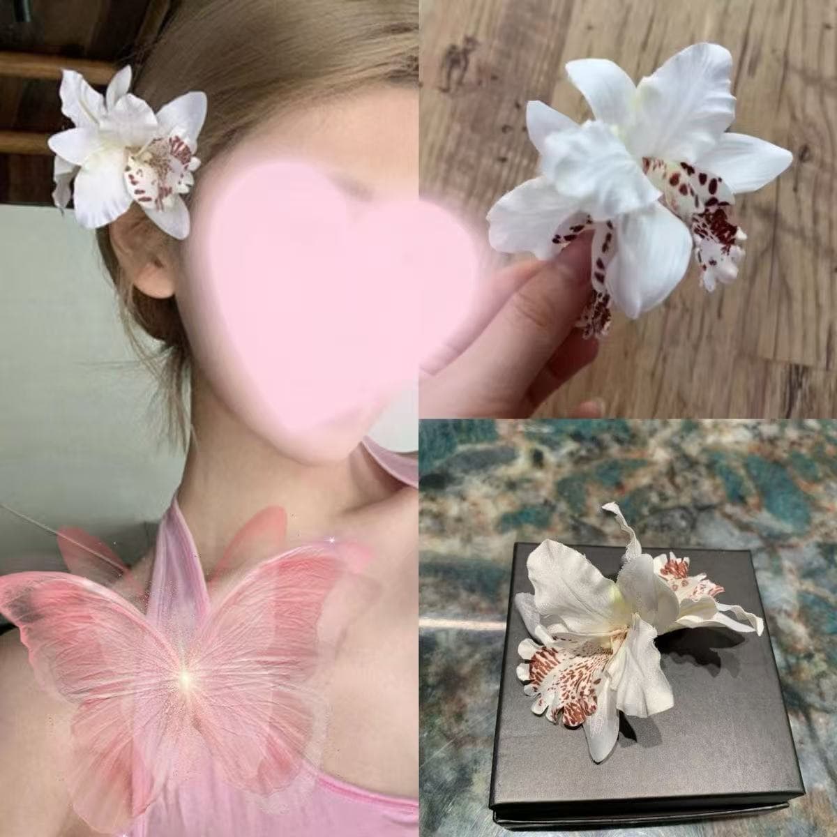 5859 double thai orchid hairpin