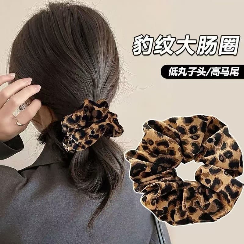 Retro hot girl leopard print large intestine hair tie 2082755